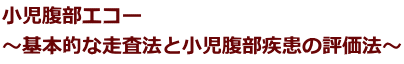 小児腹部エコー ～基本的な走査法と小児腹部疾患の評価法～